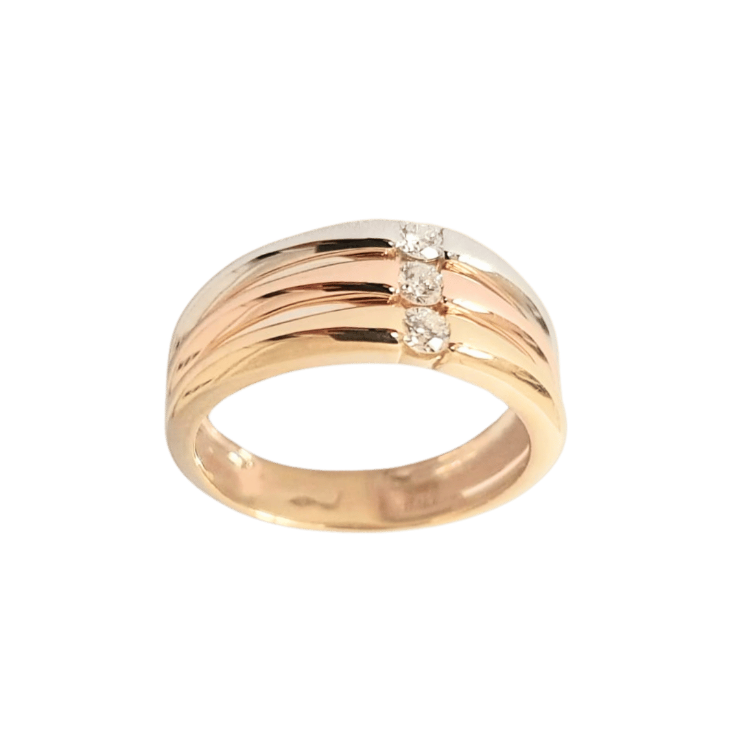 Anello 3 ori con diamanti ct 0,15-b