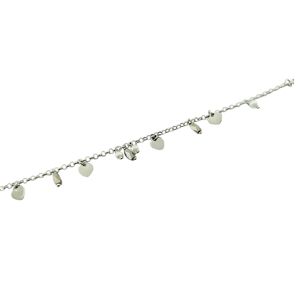 Bracciale con pendenti e cuori in argento 925-1