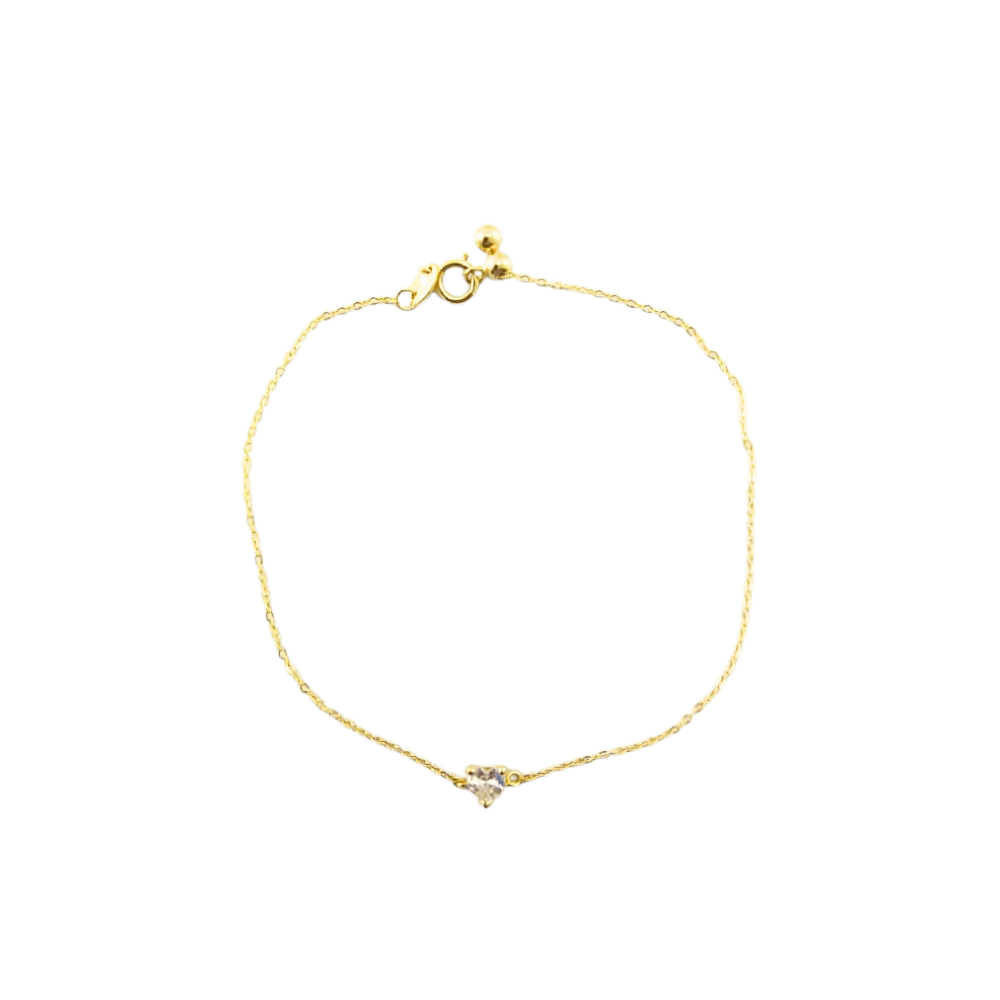 Bracciale oro giallo 9kt zircone a cuore