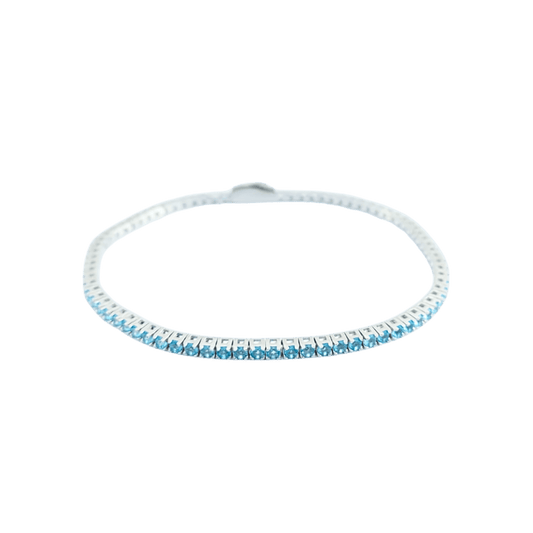 Bracciale tennis in argento 924 topazi azzurri