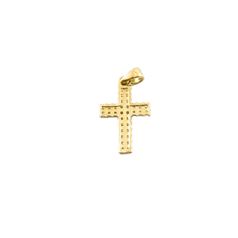 Ciondolo Croce in oro 9kt e zirconi-retro