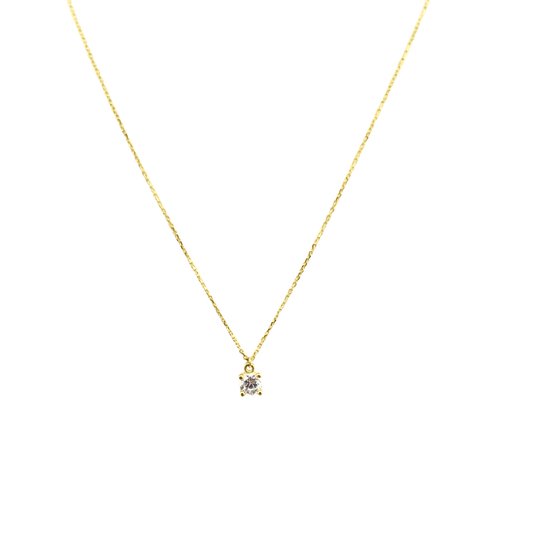 Collana punto luce 9 kt in oro giallo con zircone