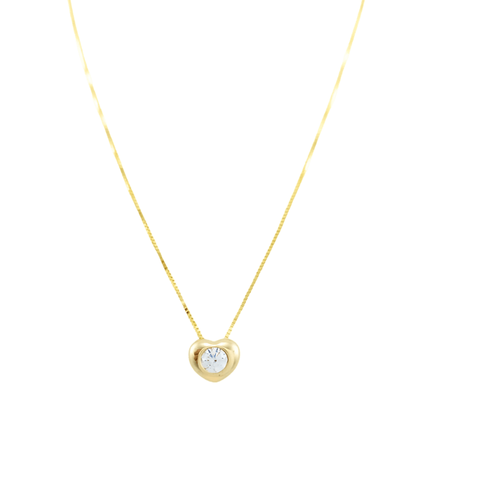 Collier punto luce cuore oro 9kt con zircone