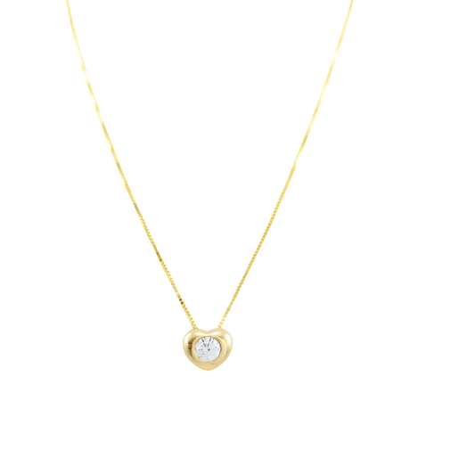Collier punto luce cuore oro 9kt con zircone