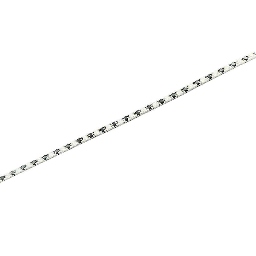 Bracciale tennis in argento 925 color argento con spinello nero e zirconi
