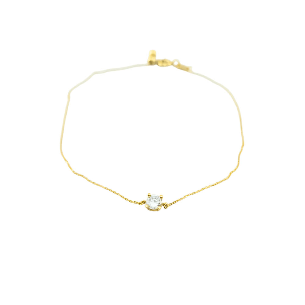 Bracciale catena rolò e zircone in oro 9 kt