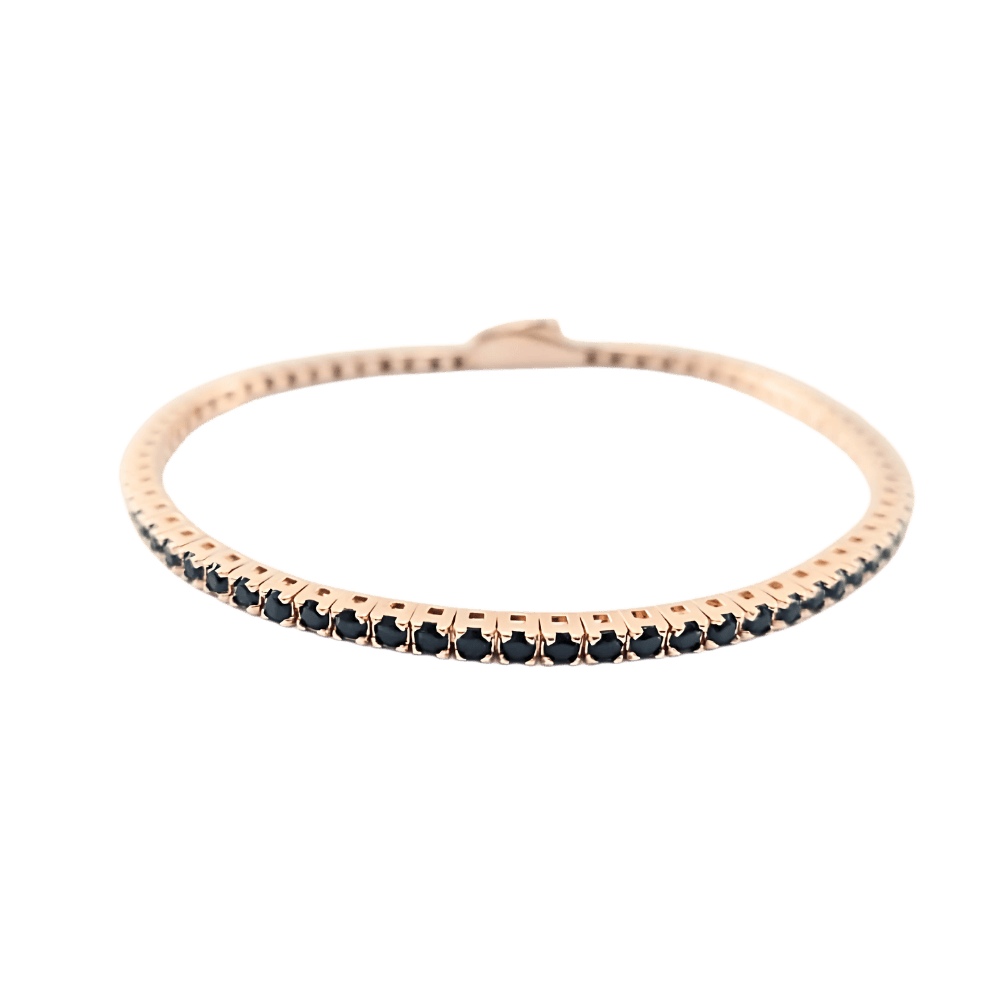 Bracciale tennis in argento 925 color rosa con spinello nero