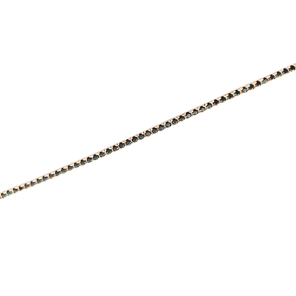 Bracciale tennis in argento 925 color rosa con spinello nero