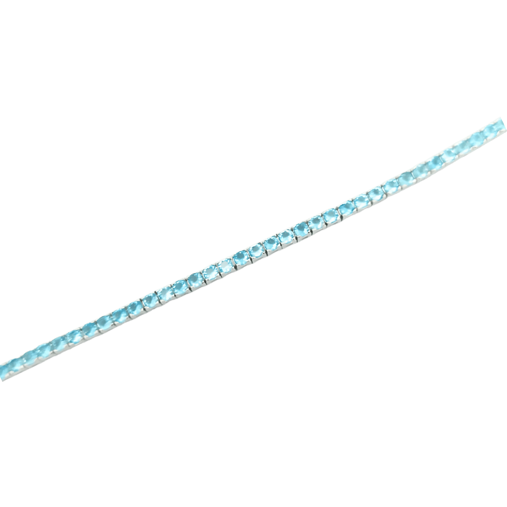 Bracciale tennis in argento 925 color argento con topazi azzurri