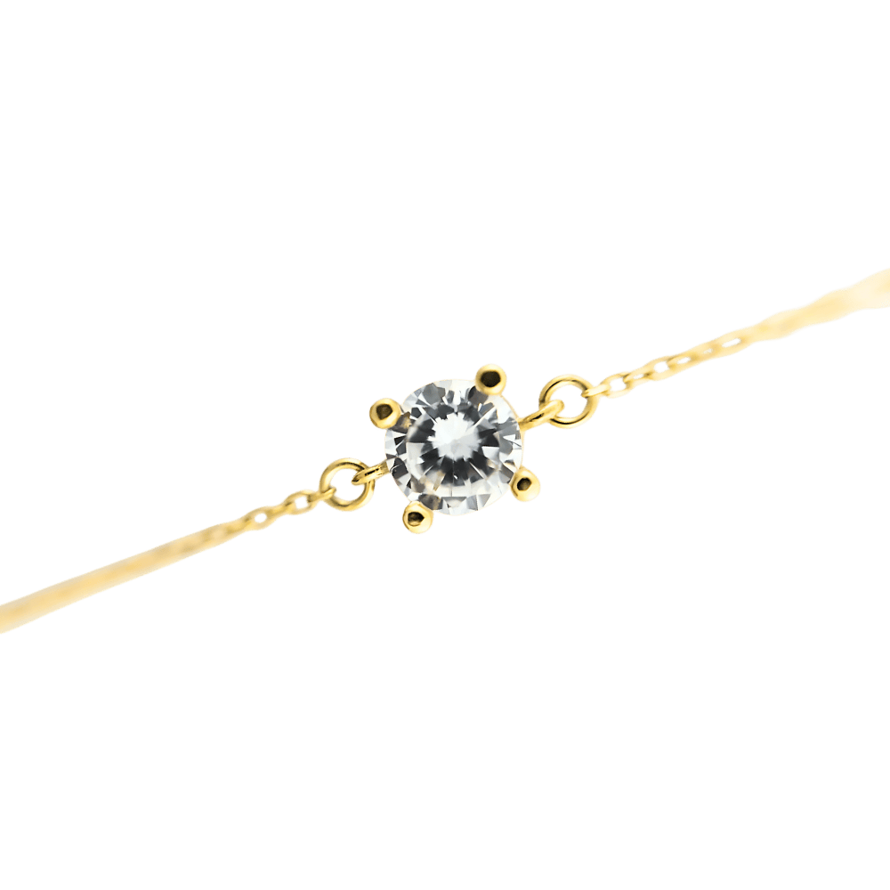 Bracciale catena rolò e zircone in oro 9 kt