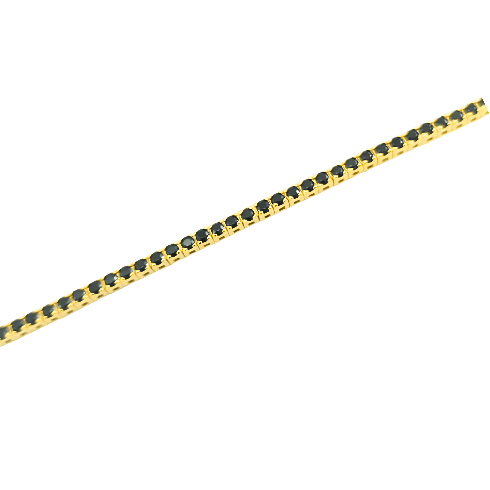 Bracciale tennis in argento 925 color oro con spinello nero