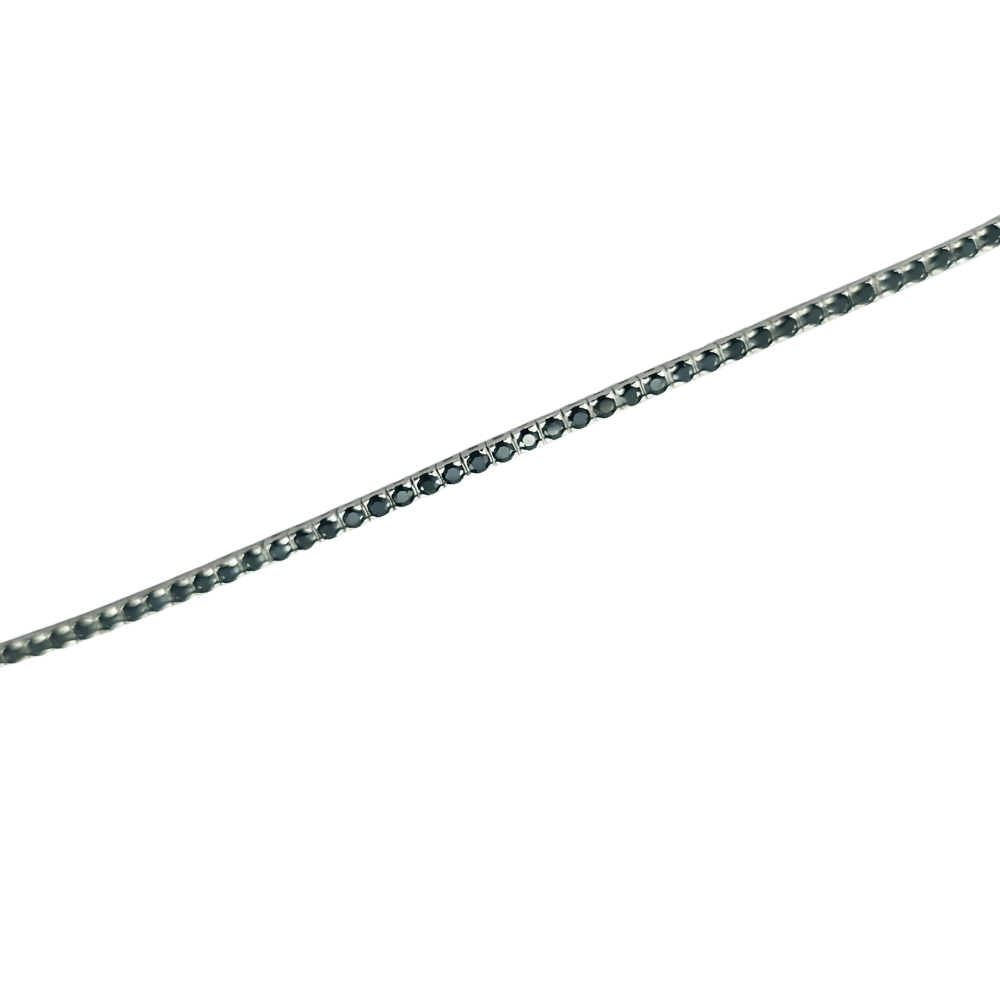 Bracciale tennis in argento 925 color argento con spinello nero