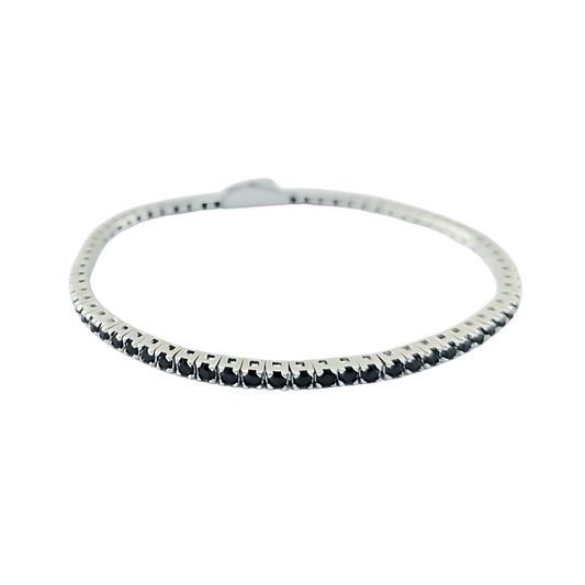 Bracciale tennis in argento 925 color argento con spinello nero