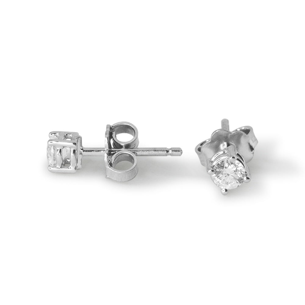 Light point earrings 4 griffes in white gold with 0.40 ct diamonds