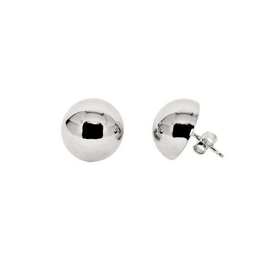 Button design earrings in 925 silver
