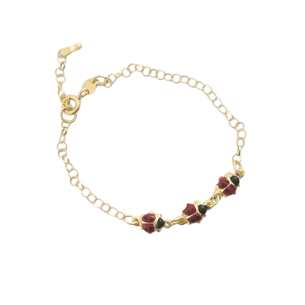 Bracciale battesimo coccinelle in oro giallo 9 kt