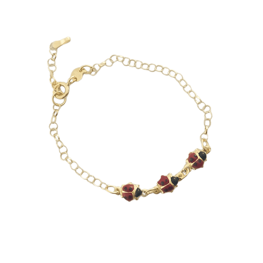 Bracciale battesimo coccinelle in oro giallo 9 kt