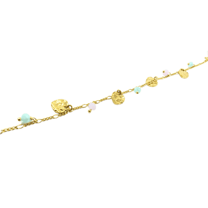 Bracciale charms e cuore in argento 925 color oro-1