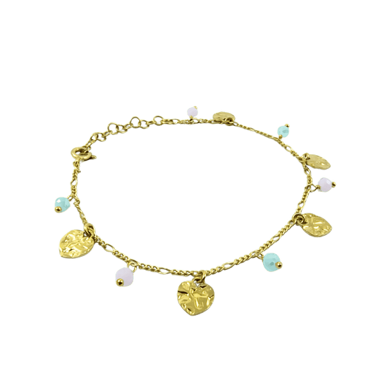 Bracciale charms e cuore in argento 925 color oro