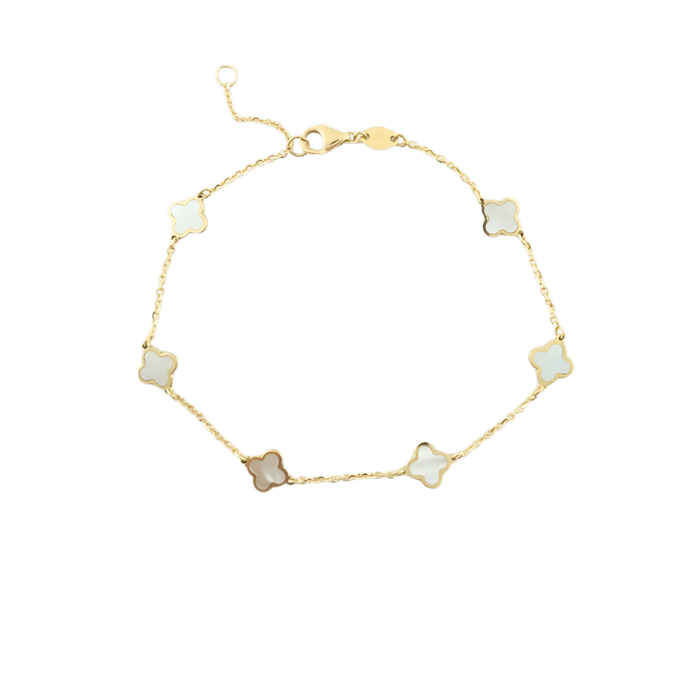 Bracciale fiori madreperla in oro giallo 14 kt