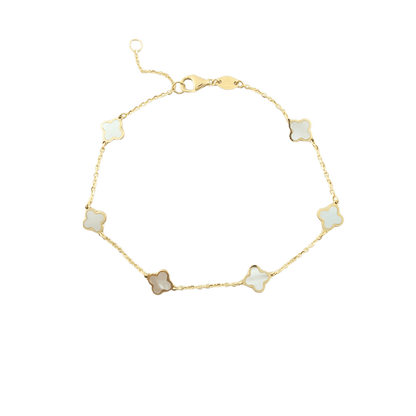 Bracciale fiori madreperla in oro giallo 14 kt