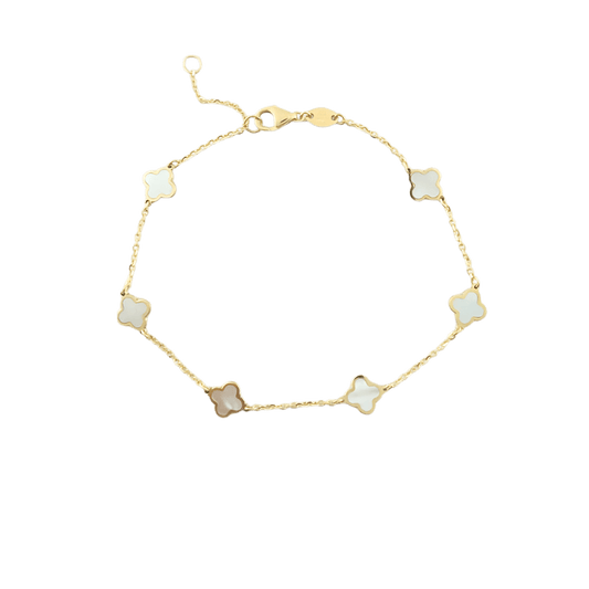 Bracciale fiori madreperla in oro giallo 14 kt