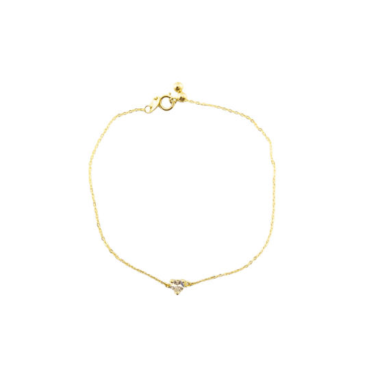 Bracciale oro giallo 9kt zircone a cuore