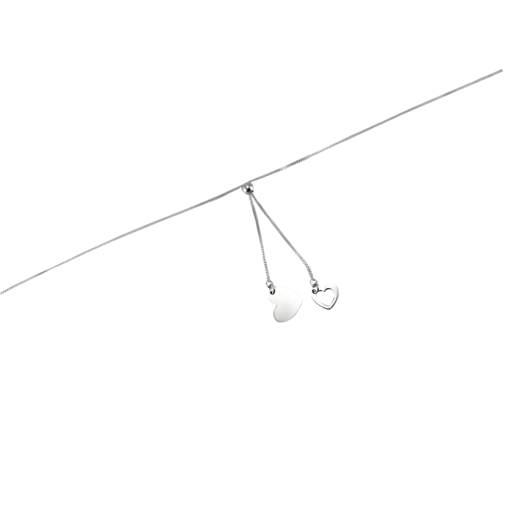 Collana 2 cuori scorrevole in argento 925-1