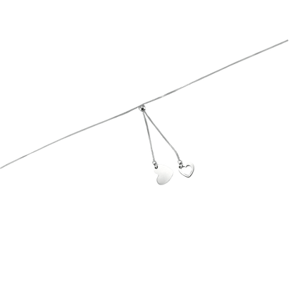 Collana 2 cuori scorrevole in argento 925-1
