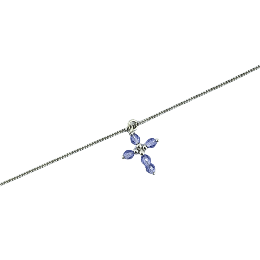 Collana in argento 925 con pendente croce lilla-1