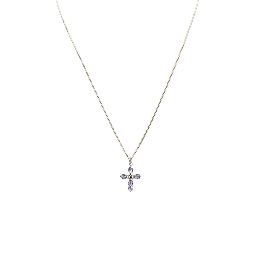Collana in argento 925 con pendente croce lilla