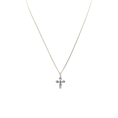 Collana in argento 925 con pendente croce lilla