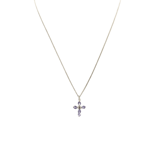 Collana in argento 925 con pendente croce lilla