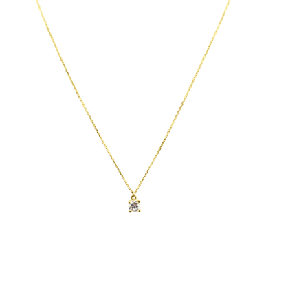 Collana punto luce 9 kt in oro giallo con zircone