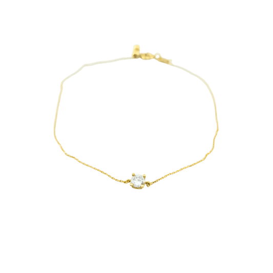 Bracciale catena rolò e zircone in oro 9 kt