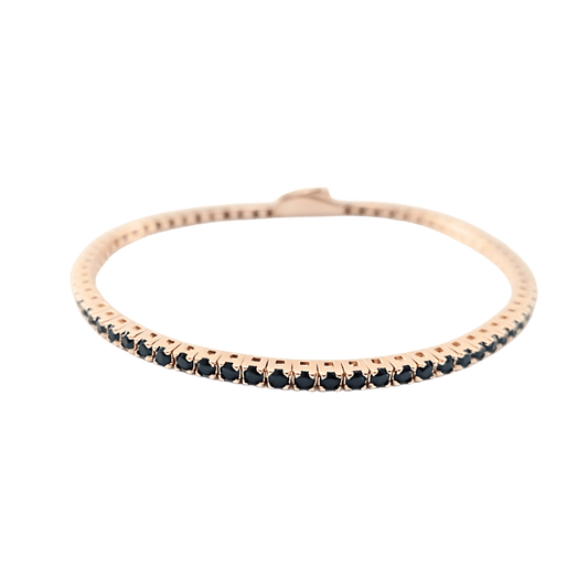 Bracciale tennis in argento 925 color rosa con spinello nero
