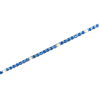 Bracciale tennis in argento 925 color argento con zaffiri sintetici e zirconi
