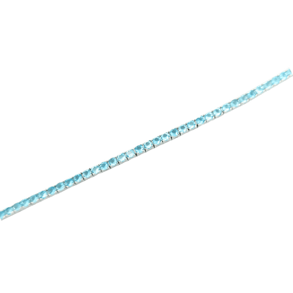 Bracciale tennis in argento 925 color argento con topazi azzurri