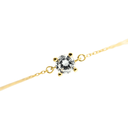 Bracciale catena rolò e zircone in oro 9 kt