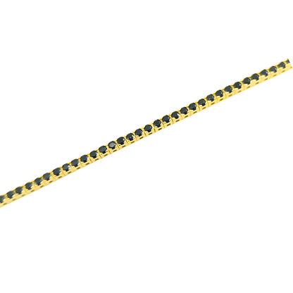 Bracciale tennis in argento 925 color oro con spinello nero