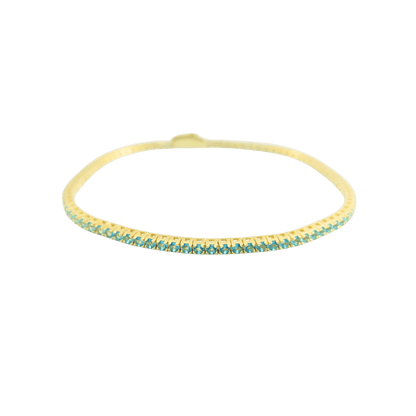 Bracciale tennis in argento 925 color oro con topazi azzurri