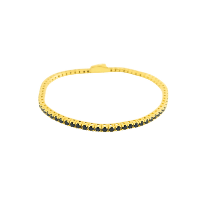 Bracciale tennis in argento 925 color oro con spinello nero