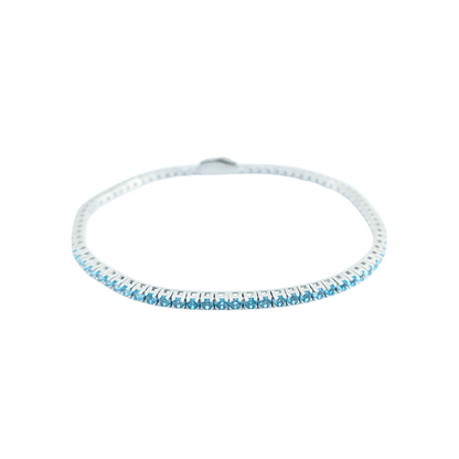 Bracciale tennis in argento 925 color argento con topazi azzurri