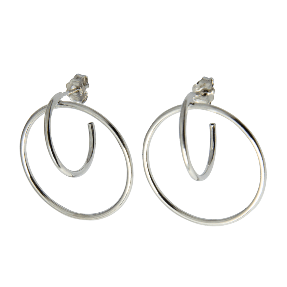 Argento 925 Orecchini Anelle Grandi Planet Design Earrings In 925