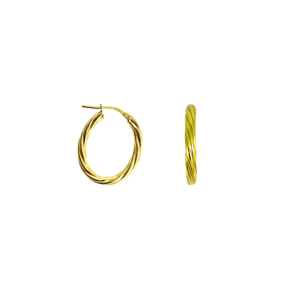 Orecchini a cerchio lavorati in argento 925-color oro