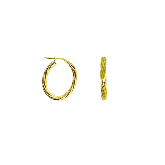 Orecchini a cerchio lavorati in argento 925-color oro