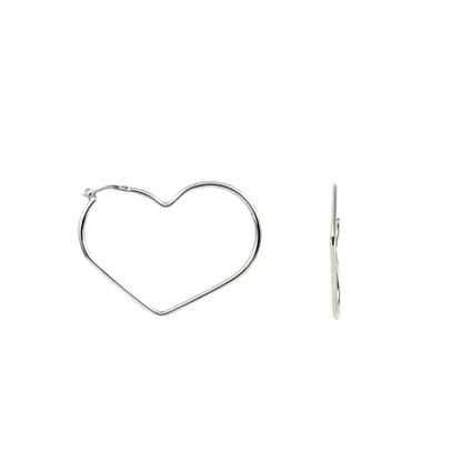 Orecchini anelle cuore grande in argento 925