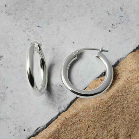 Orecchini Fine design a cerchio piccolo 15 mm in argento 925