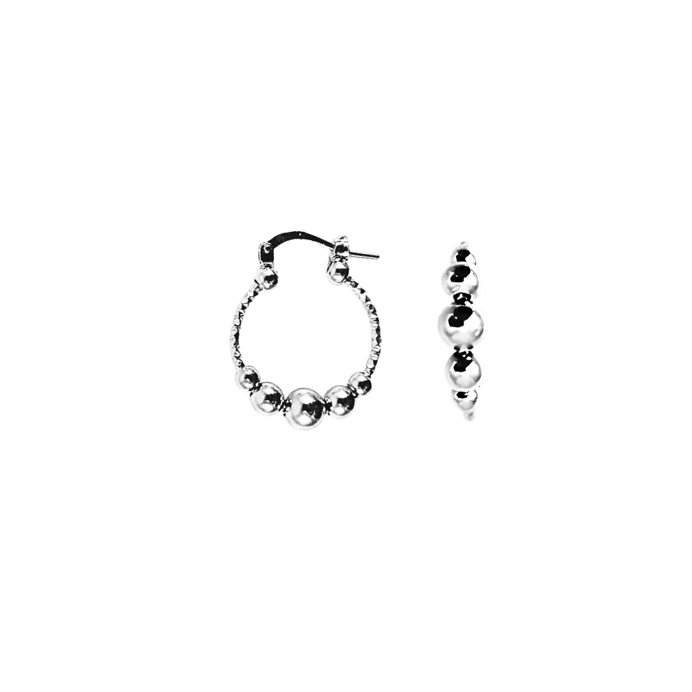 Orecchini cerchio battuto con sfere-1