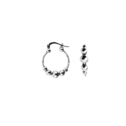Orecchini cerchio battuto con sfere-1